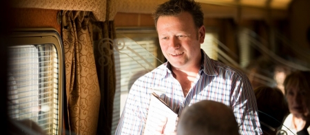 a man wearing a striped shirt