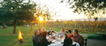 a group of people sitting at a table