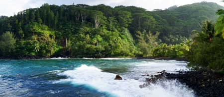 a body of water surrounded by trees