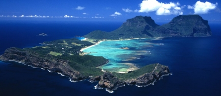 a body of water with Lord Howe Island in the background