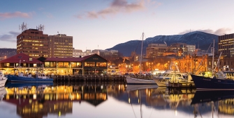 a harbor with a boat in the water