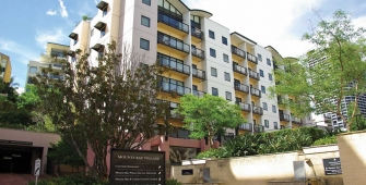 a tree in front of a building