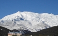 a view of a snow covered mountain