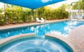 a blue pool of water