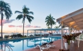 a pool next to a palm tree