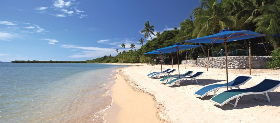 an umbrella sitting on top of a sandy beach