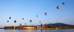 a group of people flying kites in the air