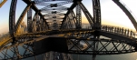 a train crossing a bridge over water