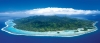 an island in the middle of a body of water with Rarotonga in the background