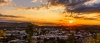 a view of a city at sunset